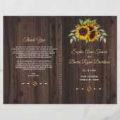 Chic Watercolor Sunflower Programme de mariage en (Devant)