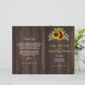 Chic Watercolor Sunflower Programme de mariage en (Debout devant)