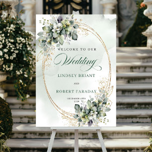 Chic Watercolor Witte Rozen Welkom Poster