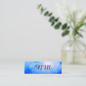 Chic Waterverf blauw met Monogram Mini Visitekaartje (Staand voorkant)