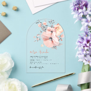 Chic Waterverf Bloemen Handschrift Script Trouwen Acryl Uitnodigingen