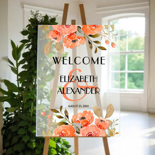 Chic Waterverf Bloemen Huwelijk Welkom Acryl Bord