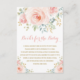 Chic Waterverf Blush Pink Floral Girl Baby shower Informatiekaartje