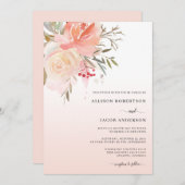 Chic Waterverf Blush Pink Peach Flower Weddenschap Kaart (Voorkant / Achterkant)