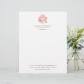 Chic Waterverf Blush Pink Rose Briefhoofd (Staand voorkant)
