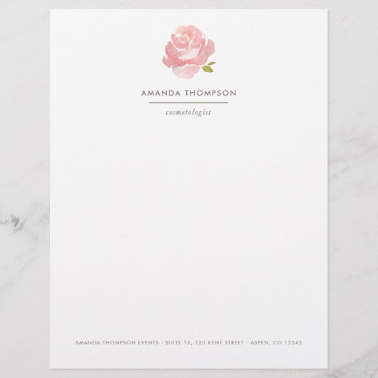 Chic Waterverf Blush Pink Rose Flyer (Voorkant)