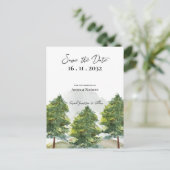 Chic Waterverf Bomen Landschap Wedding Aankondigingskaart (Staand voorkant)