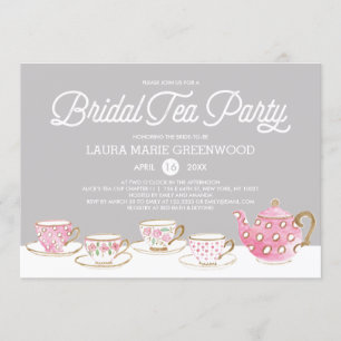Chic Waterverf Bridal Tea Party Vrijgezellenfeest Kaart