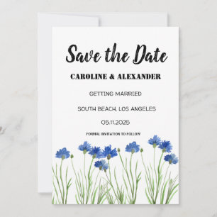 Chic Waterverf Cornflower Wildbloemen Weddenschap Save The Date