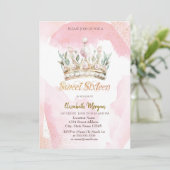 Chic Waterverf Crown Flowers Sweet 16 Kaart (Staand voorkant)