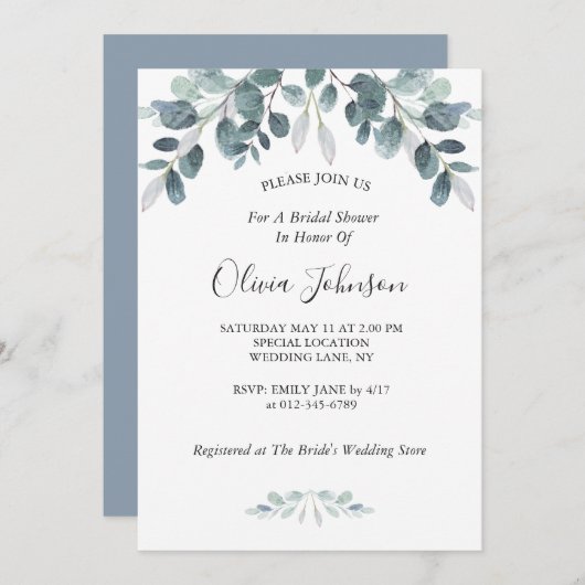 Chic Waterverf Eucalyptus Bloom Vrijgezellenfeest Kaart (Voorkant / Achterkant)