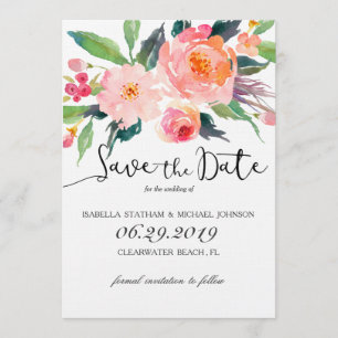 Chic Waterverf Floral Bewaar de datum Save The Date