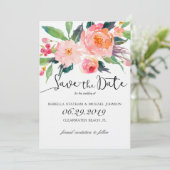 Chic Waterverf Floral Bewaar de datum Save The Date (Staand voorkant)
