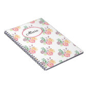 Chic Waterverf Floral Pattern Monogrammed Notitieboek (Rechterzijde)