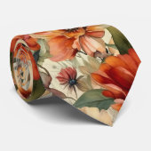 Chic Waterverf Floral Pattern Stropdas (Opgerold)