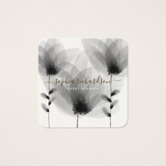 Chic Waterverf Floral Signature Typografie Vierkante Visitekaartjes