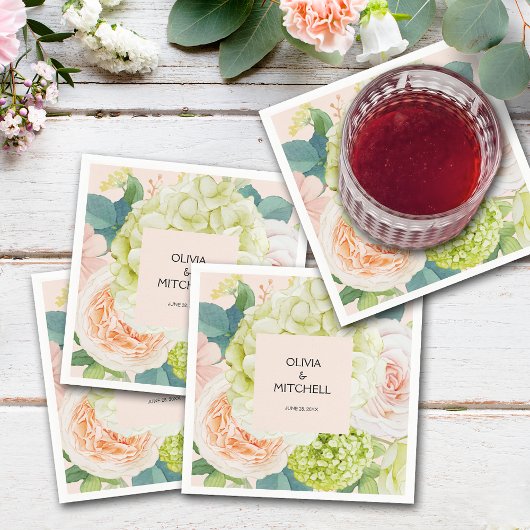 Chic Waterverf Florals Blush Pink Servet