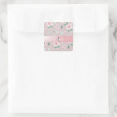 Chic Waterverf Flowers Monogram Vierkante Sticker (Tas)