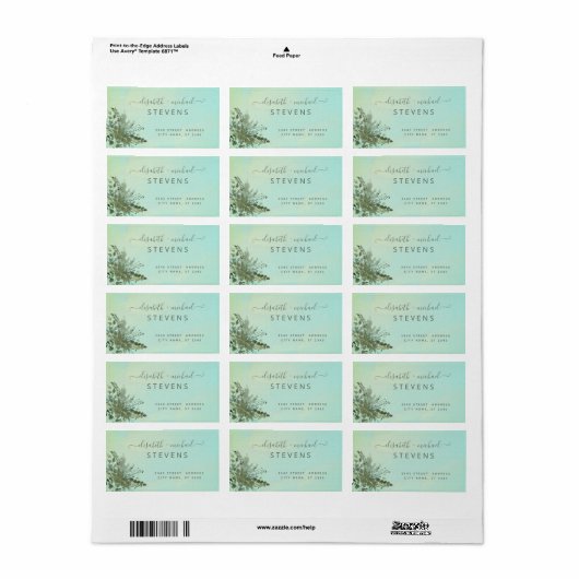 Chic waterverf greenery eucalyptus koppel script etiket (Full Sheet)