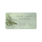 Chic waterverf greenery eucalyptus koppel script etiket (Voorkant)
