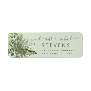 Chic waterverf greenery eucalyptus koppel script etiket