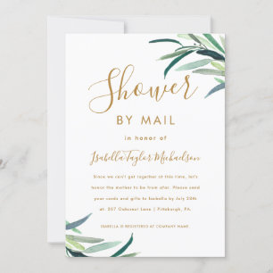 Chic Waterverf Greenery Shower by Mail Kaart