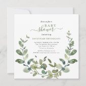 Chic Waterverf Greenery Wreath Baby shower Kaart (Voorkant)