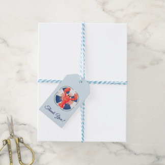 Chic Waterverf Kreeft & Reddingsboei Verjaardag Cadeaulabel