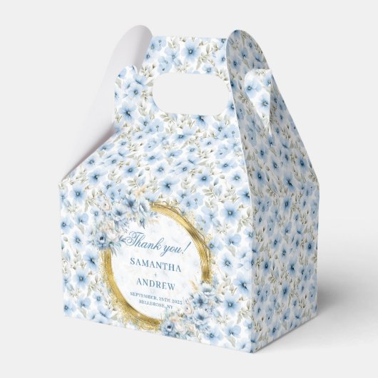 Chic Waterverf Lichtblauw Goud bruiloft Dank u Bedankdoosjes (Voorkant Zijde)