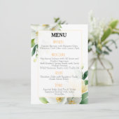 Chic Waterverf Magnolia & Jasmine Wedding Menu (Staand voorkant)