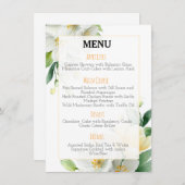 Chic Waterverf Magnolia & Jasmine Wedding Menu (Voorkant / Achterkant)
