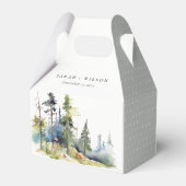 Chic Waterverf Pine Forest Landscape Wedding Bedankdoosjes (Achterkant)