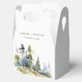 Chic Waterverf Pine Forest Landscape Wedding Bedankdoosjes (Geopend)
