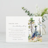Chic Waterverf Pine Forest Landscape Wedding Bedankkaart (Staand voorkant)