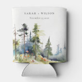 Chic Waterverf Pine Forest Landscape Wedding Blikjeskoeler (Achterkant)