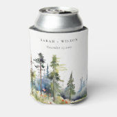 Chic Waterverf Pine Forest Landscape Wedding Blikjeskoeler (Blikje Achterkant)