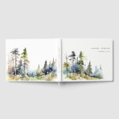Chic Waterverf Pine Forest Landscape Wedding Gastenboek (Volledig)