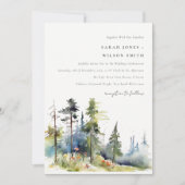 Chic waterverf Pine Forest Landscape Wedding Kaart (Voorkant)