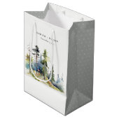 Chic Waterverf Pine Forest Landscape Wedding Medium Cadeauzakje (Voorkant Gekanteld)