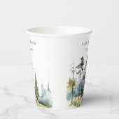 Chic Waterverf Pine Forest Landscape Wedding Papieren Bekers (Links)
