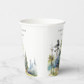 Chic Waterverf Pine Forest Landscape Wedding Papieren Bekers (Rechts)