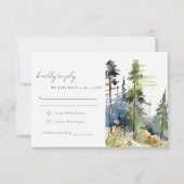 Chic Waterverf Pine Forest Landscape Wedding RSVP Kaartje (Voorkant)