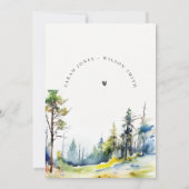 Chic waterverf Pine Forest Landscape Wedding Save The Date (Achterkant)