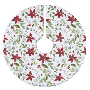Chic Waterverf Poinsettia Floral Pattern Kerstboom Rok