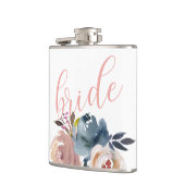 Chic Waterverf Roze Bloem Bruid Huwelijk Heupfles (Links)