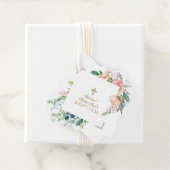 Chic Waterverf Roze Blos Wit Bloemend Doopfeest Bedankjes Labels (In situ)