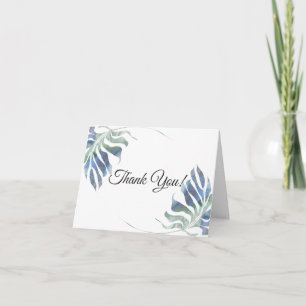 Chic Waterverf Tropical Blue Green Foliage Bedankkaart