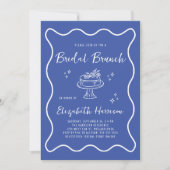 Chic Wavy Frame French Blue Bridal Brunch Shower Kaart (Voorkant)
