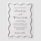 Chic Wavy Lijst bruiloft Vellum Uitnodigingen (Voorkant)