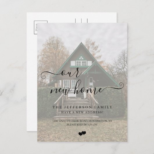 Chic We Zijn Verhuisd Nep Vellum Effect Foto Verhu Aankondigingskaart (Voorkant / Achterkant)